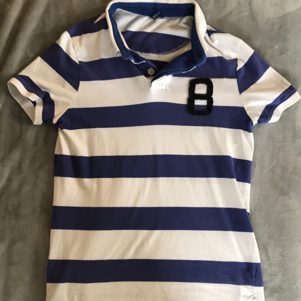 H&M blue & white stripes polo shirt